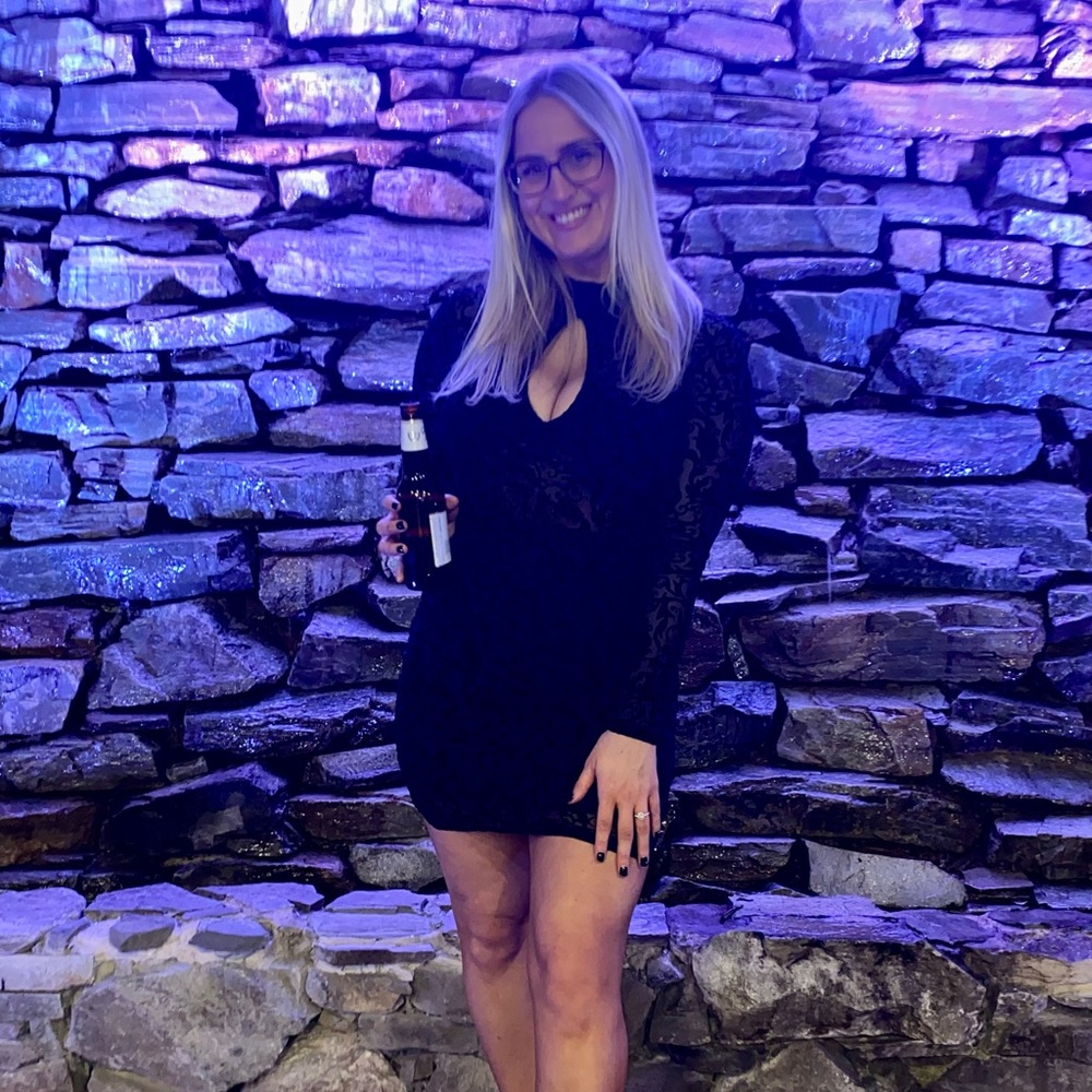 Navy blue long sleeve lace mini dress.
